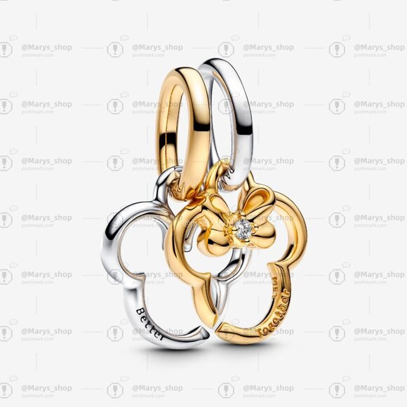 Pandora Disney Mickey Mouse & Minnie Mouse Splittable Dangle Charm - Picture 1 of 5